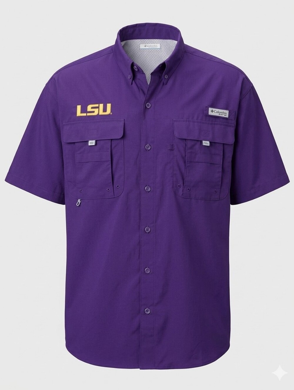 Columbia Men's LSU Purple Short-Sleeve Button-Up Shirt